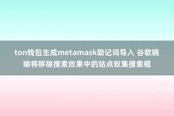 ton钱包生成metamask助记词导入 谷歌晓喻将移除搜索效果中的站点蚁集搜索框